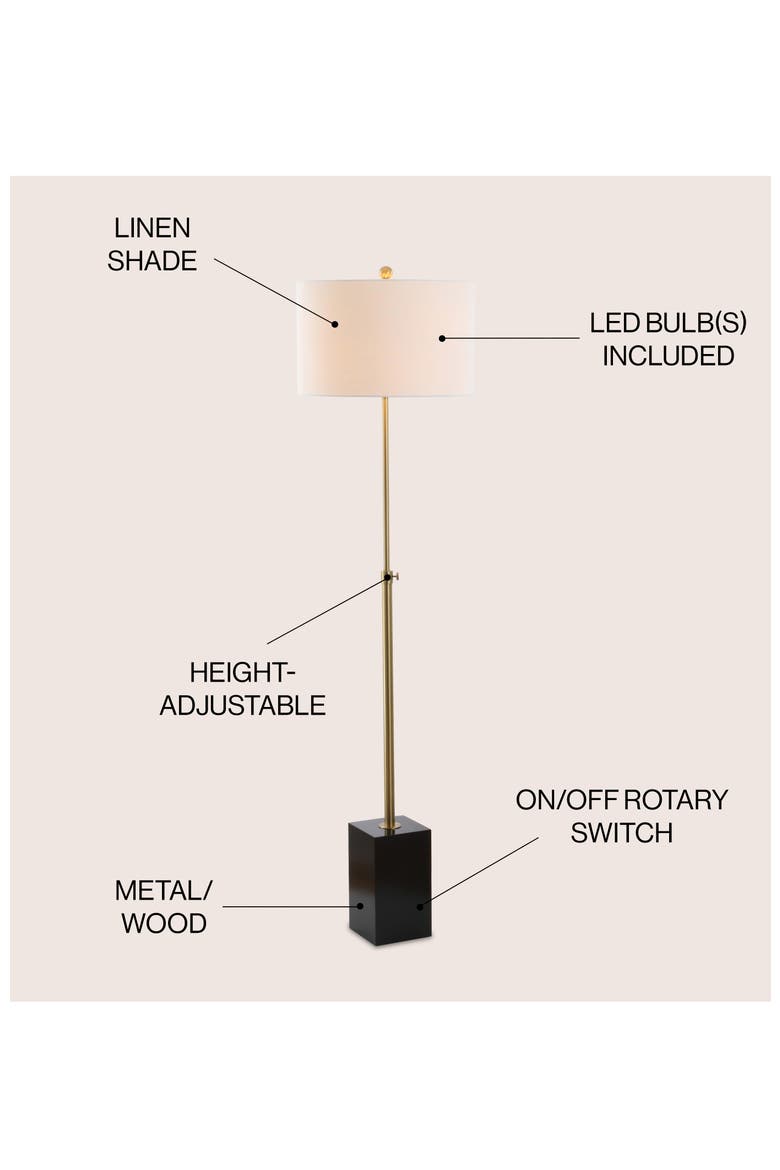 Lafayette 65" Adjustable Height LED Floor Lamp, Brass/Black, Alternate, color, Brass Gold/Black