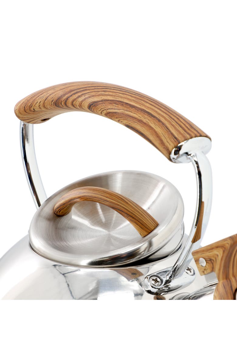 Mr. Coffee Fremont 2 Quart Mirror Polish Stainless Steel Whistling Tea Kettle, Alternate, color, Metallic Silver