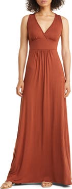 Loveappella V-Neck Jersey Maxi Dress