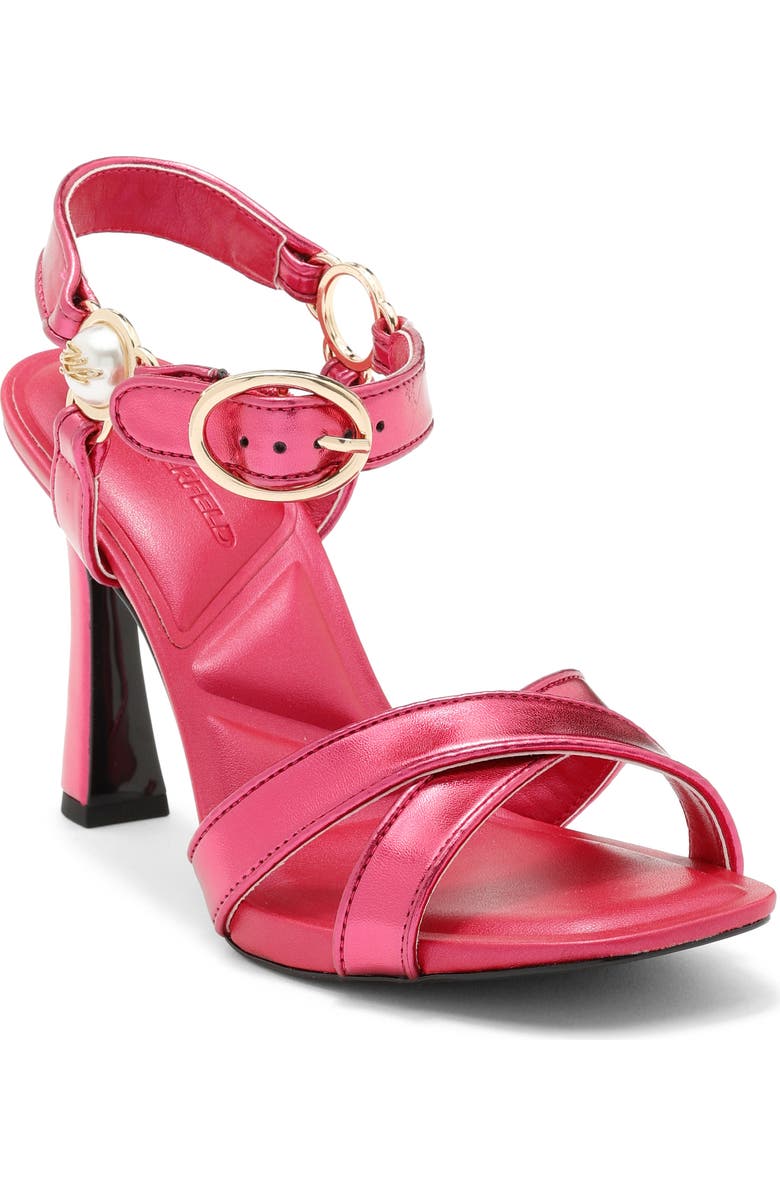 KARL LAGERFELD PARIS Daelin Ankle Strap Sandal, Main, color, Hot Pink
