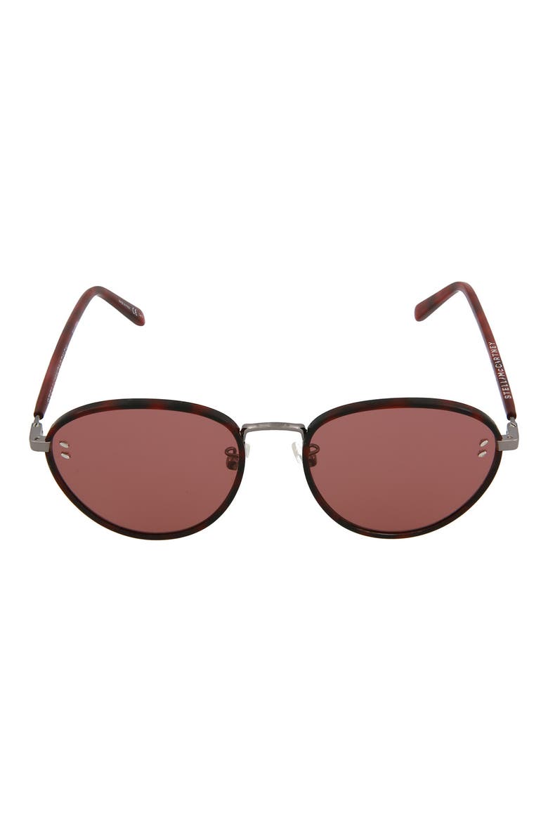 52mm Round Sunglasses, Main, color, SHNY DRK RUTHENIUM BRGNDY HVN