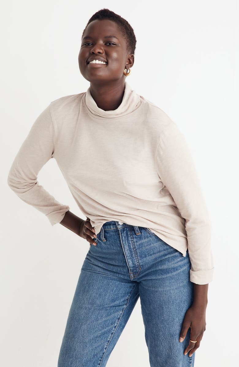 Madewell Whisper Cotton Turtleneck, Alternate, color, Ashen Silver