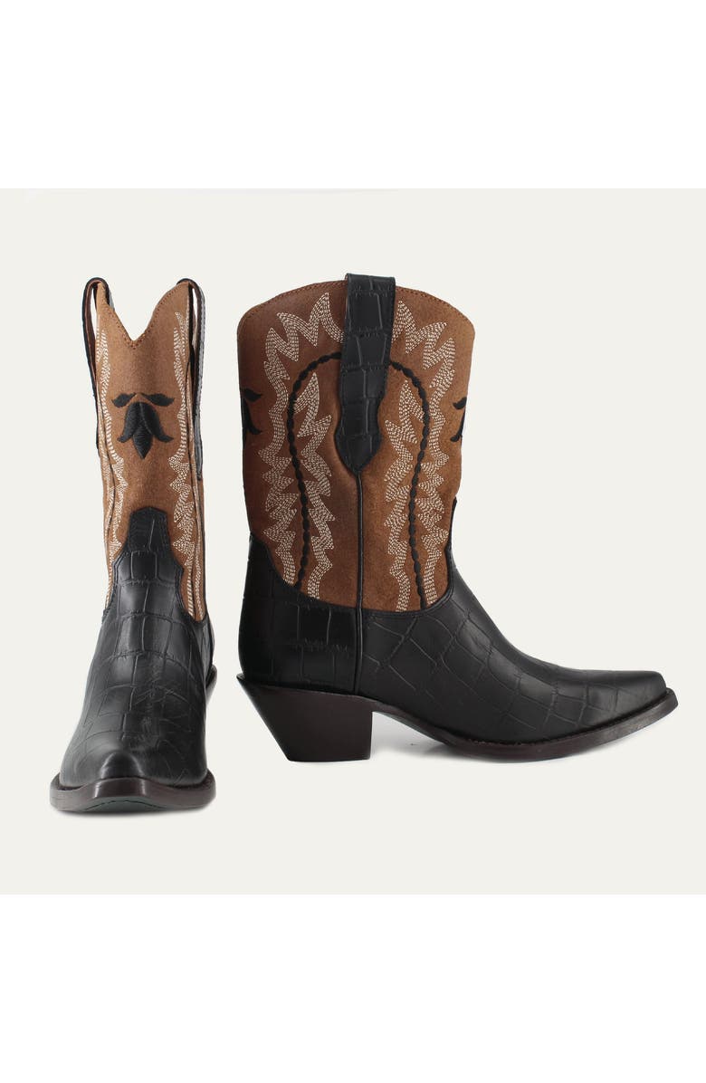 Buck & Brana Bianca Leather Boots, Alternate, color, Black