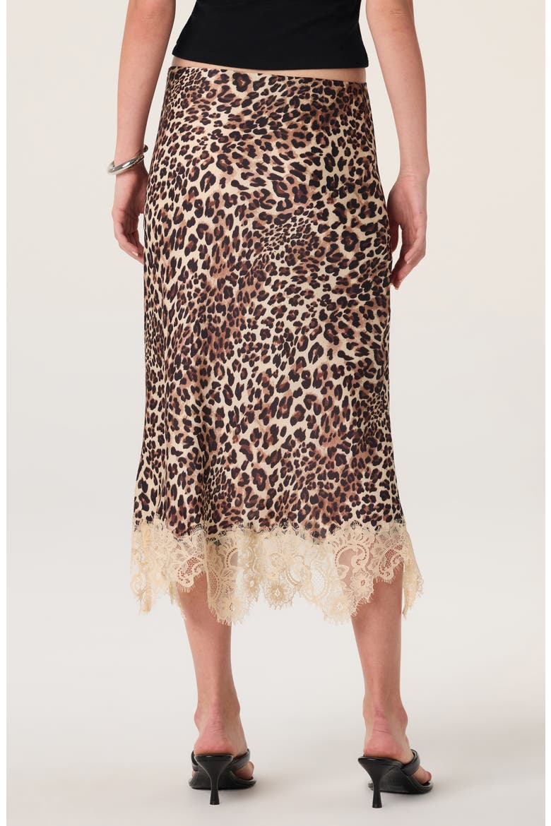 Eilinna Leopard Print Lace Trim Midi Skirt, Alternate, color, LEOPARD PRINT