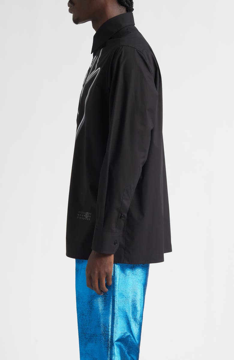 MM6 Maison Margiela Glow in the Dark Tuxedo Graphic Cotton Poplin Button-Up Shirt, Alternate, color, Black