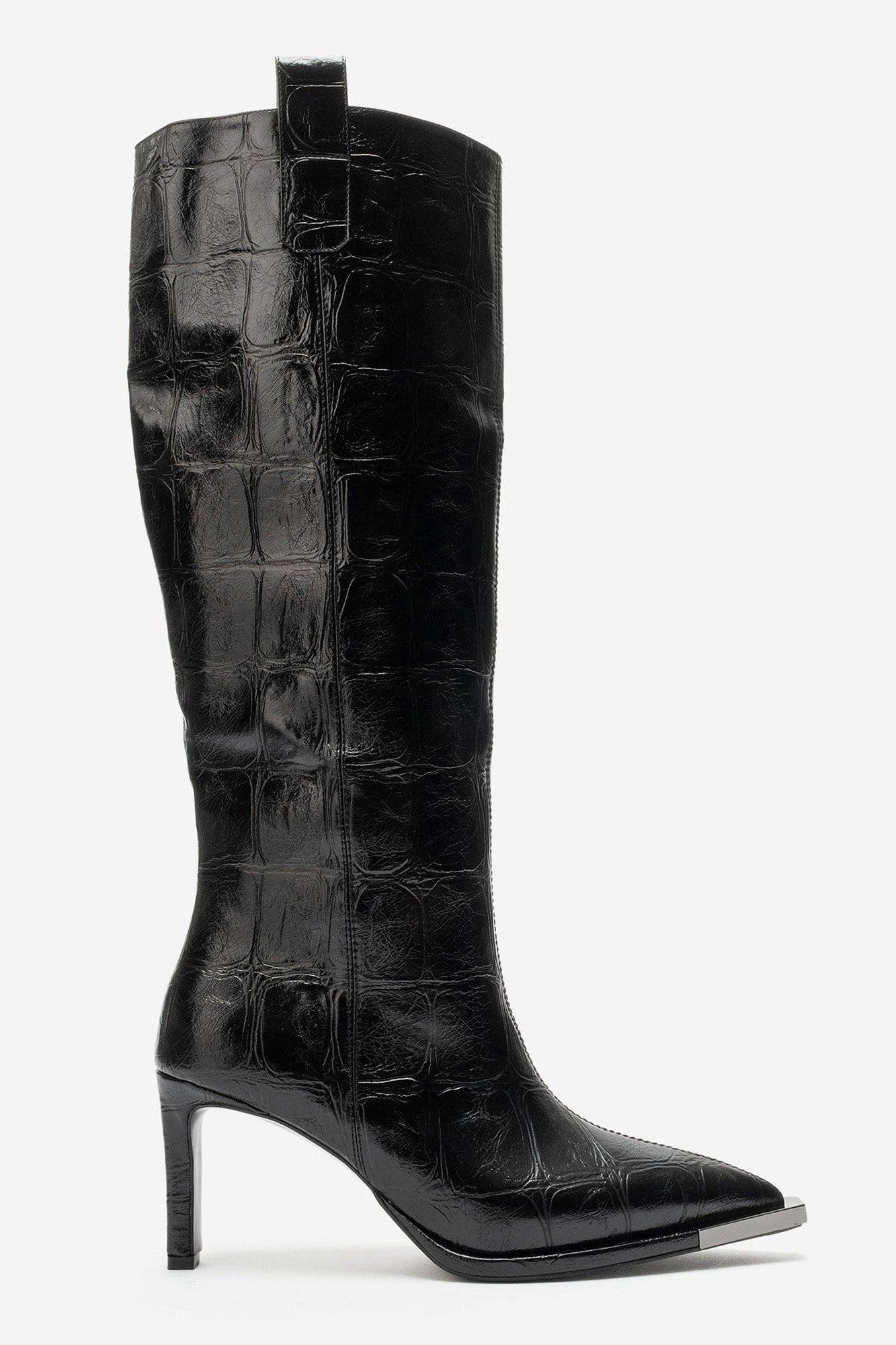 Ludmila Stiletto Knee High Boot, Alternate, color, Black Print