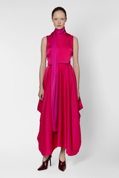 Aela Textured Satin Maxi Dress