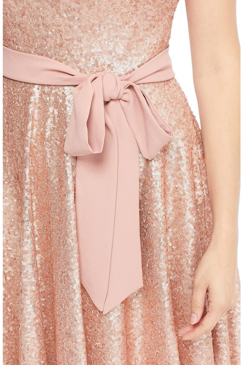 Beatrix Sequin Crush Fit & Flare Dress, Alternate, color, PINK