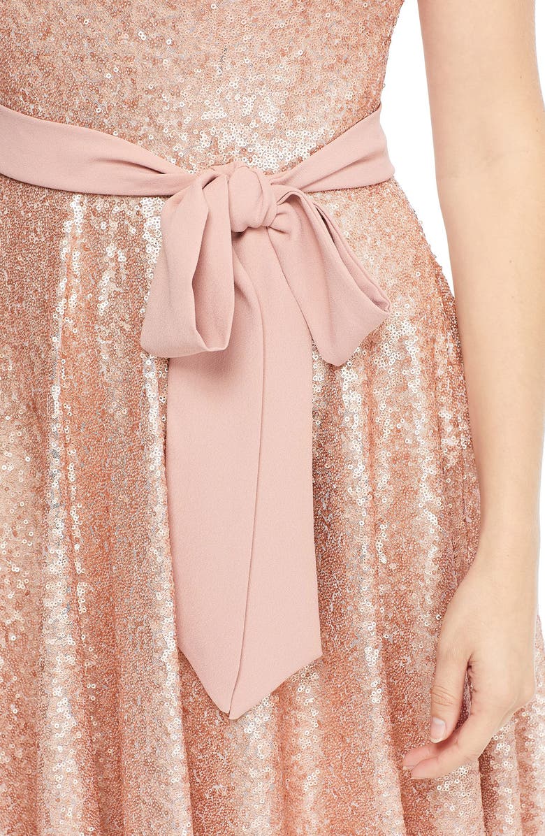 Gal Meets Glam Collection Beatrix Sequin Crush Fit & Flare Dress, Alternate, color, 