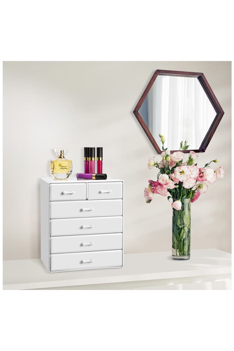 Large 6 Drawer Makeup Case, Alternate, color, WHITE