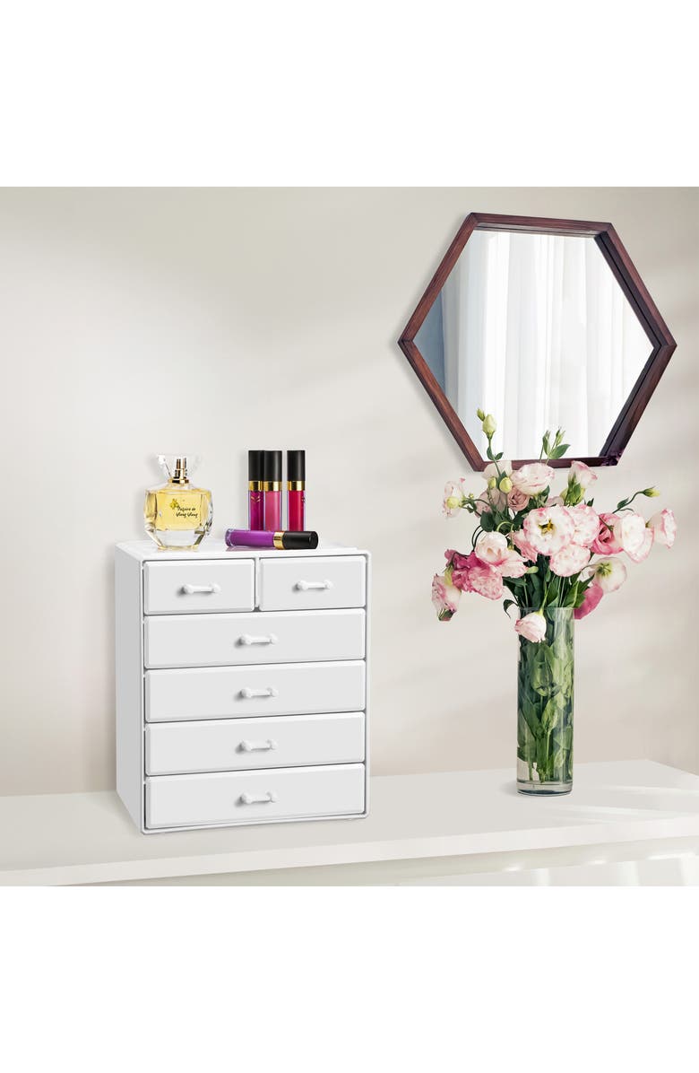 SORBUS Large 6 Drawer Makeup Case, Alternate, color, White