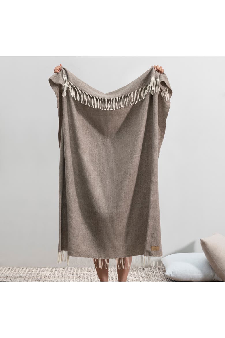 Pinstripe Cashmere Throw, Alternate, color, Taupe