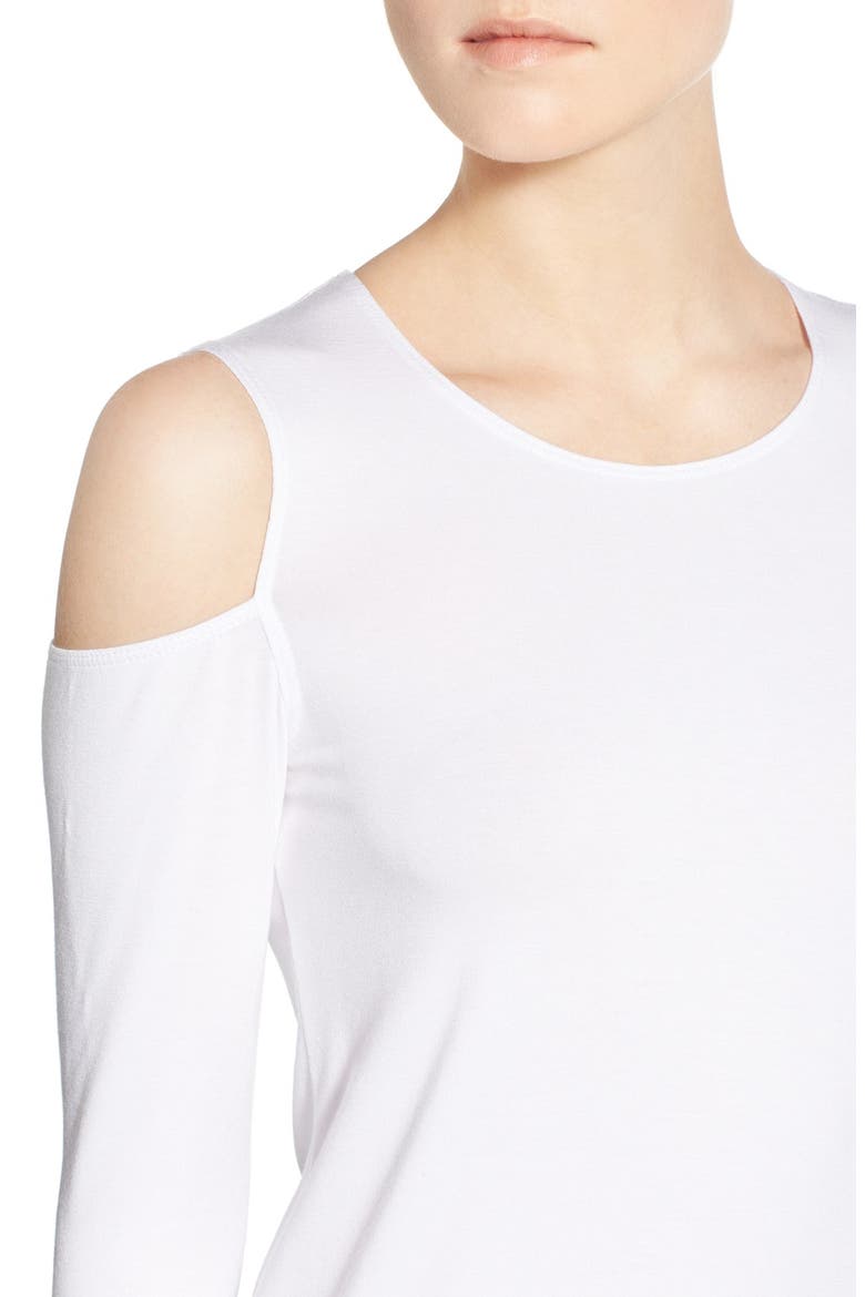 'Deneuve' Cold Shoulder Top, Alternate, color, WHITE