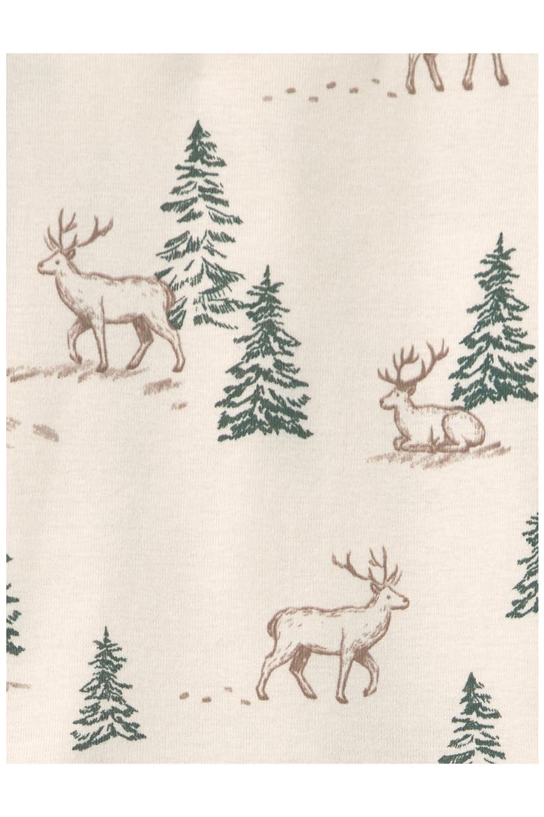 Kids' Print Fitted Organic Cotton Two-Piece Pajamas, Alternate, color, REINDEER FOREST