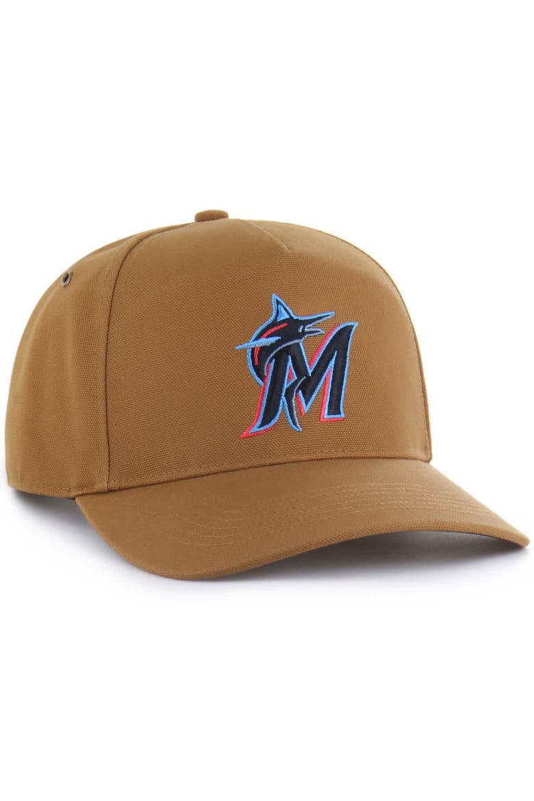 Men's Carhartt x '47  Brown Miami Marlins Hitch Adjustable Hat, Alternate, color, Brown