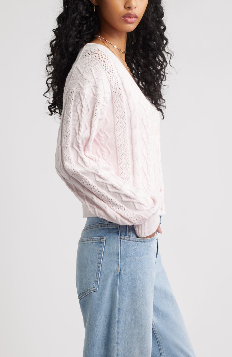 BP. Mixed Stitch Cardigan, Alternate, color, Pink Primrose