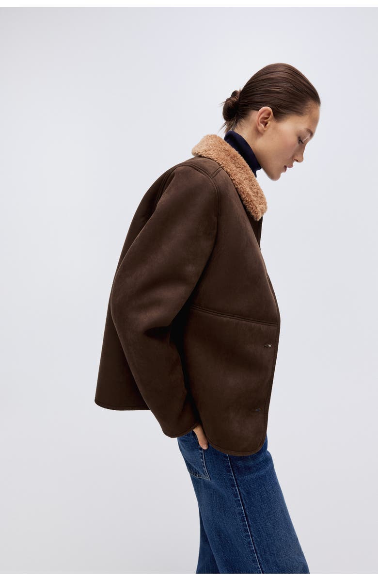 H&M Teddy-collared Jacket, Alternate, color, Dark Brown