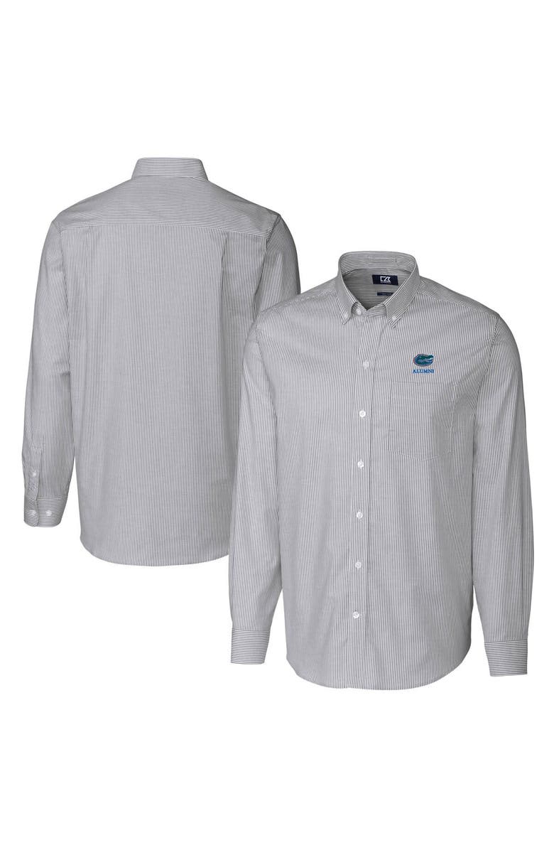 Cutter & Buck Men's Cutter & Buck  Charcoal Florida Gators Alumni Logo Stretch Oxford Stripe Long Sleeve Button-Down Shirt, Alternate, color, 