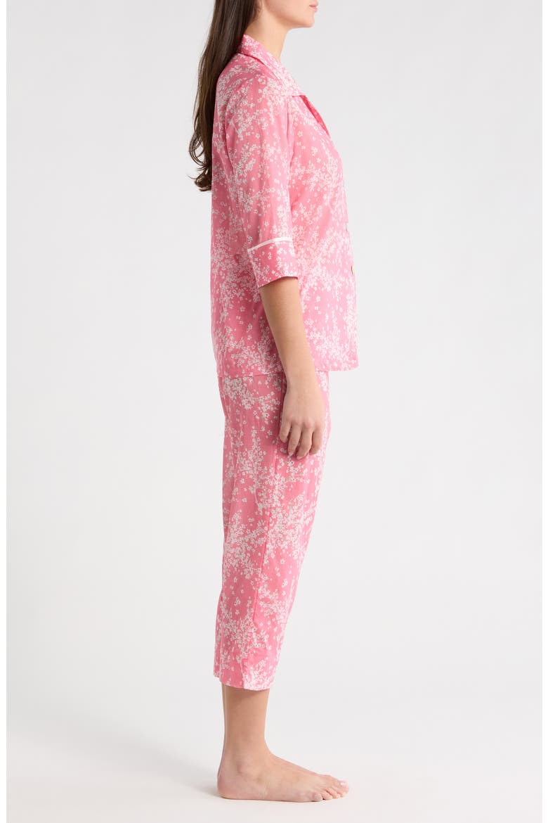 Cheri Blossom Cotton Sateen Crop Pajamas, Alternate, color, PINK LEMONADE