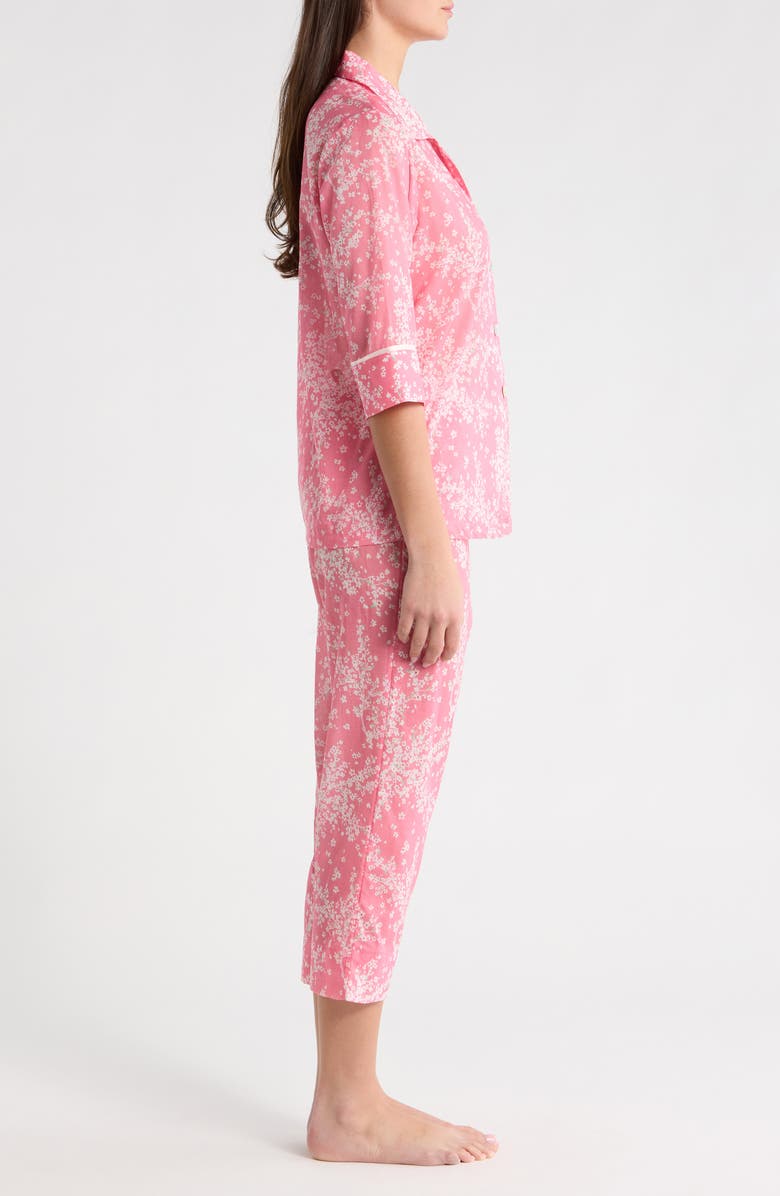 Papinelle Cheri Blossom Cotton Sateen Crop Pajamas, Alternate, color, Pink Lemonade