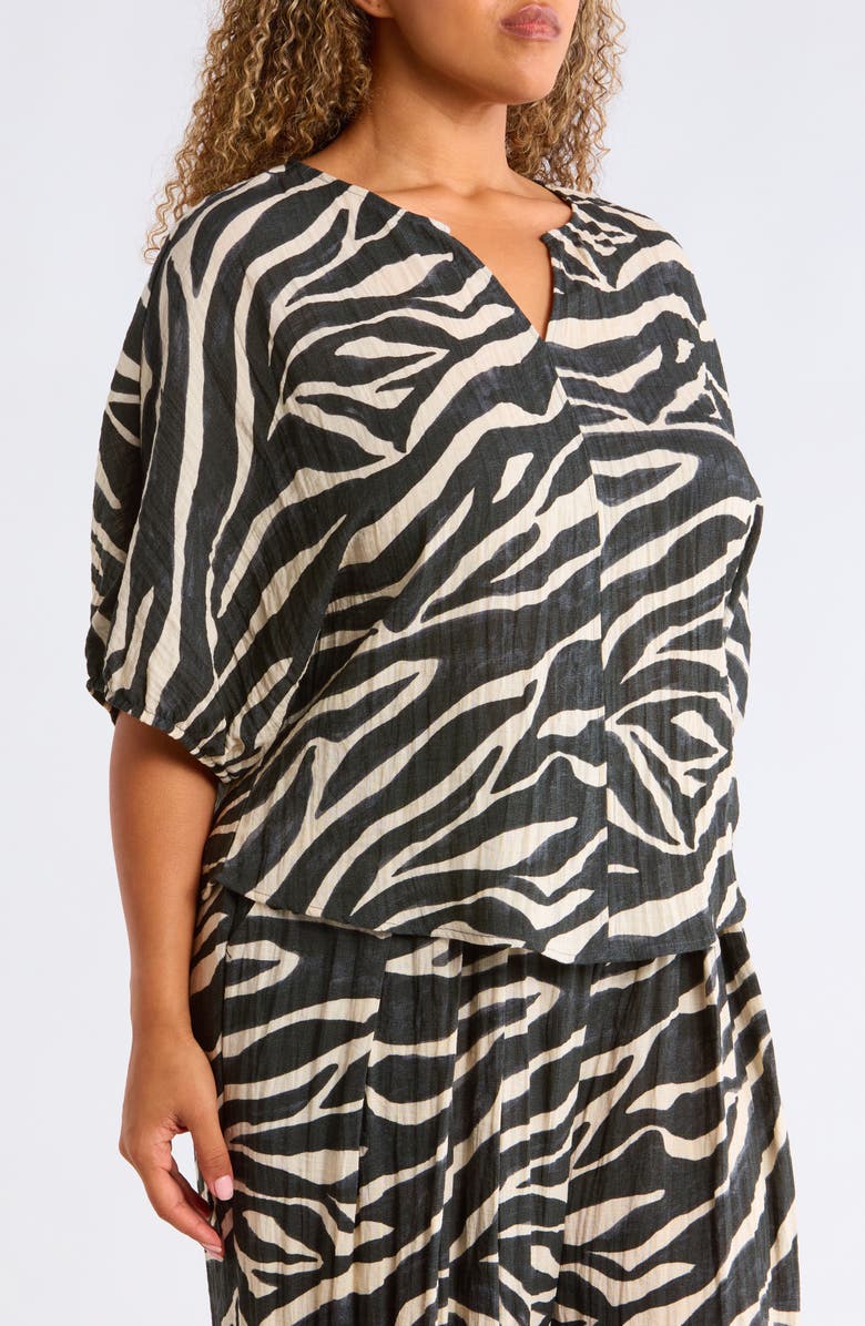 Wit & Wisdom Dolman Bubble Sleeve Top, Alternate, color, Charcoal/ Ecru