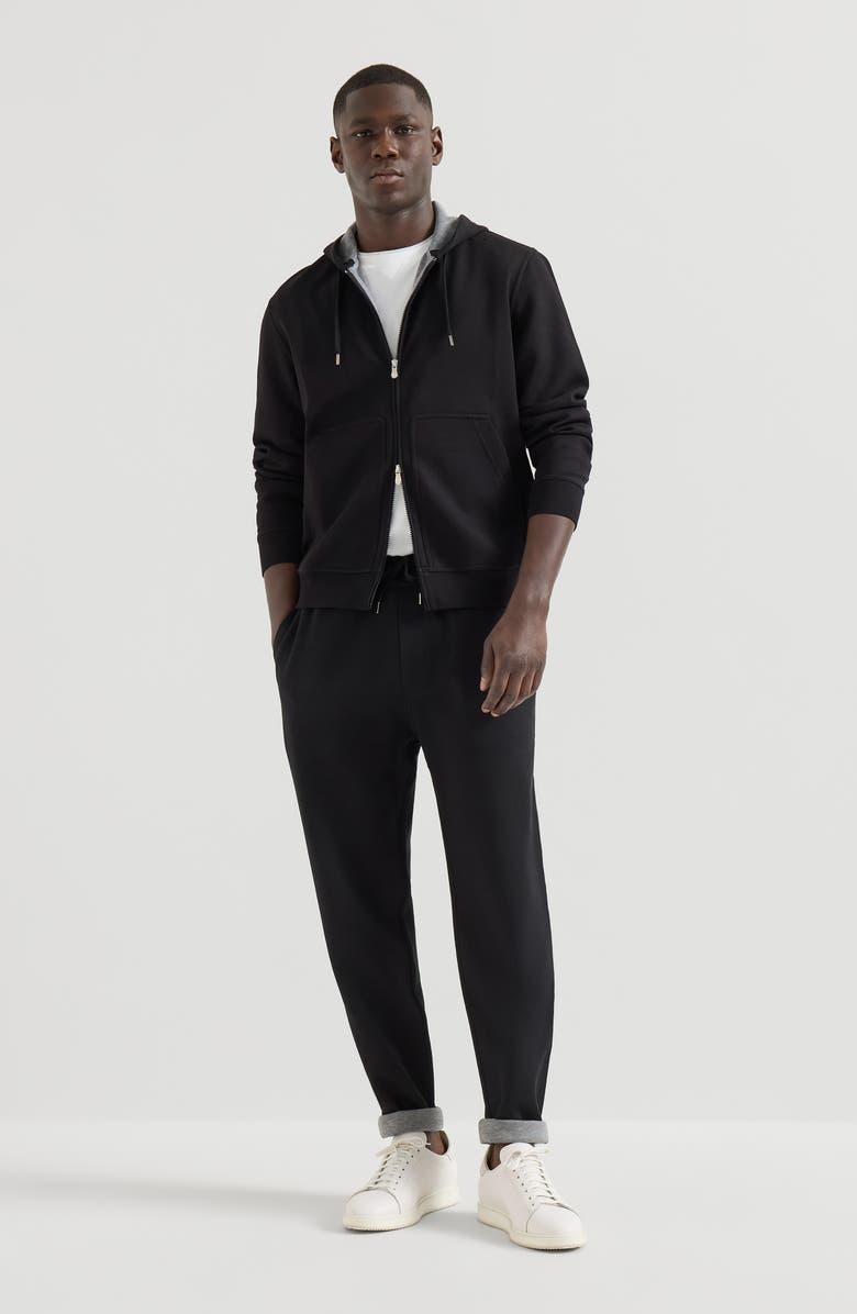 Brunello Cucinelli Double cloth trousers, Alternate, color, Black