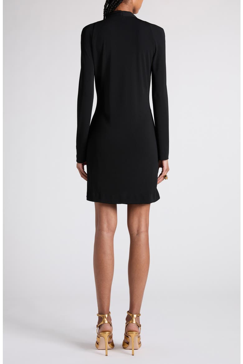 Plunge Neck Long Sleeve Crepe Jersey Dress, Alternate, color, LB999 BLACK