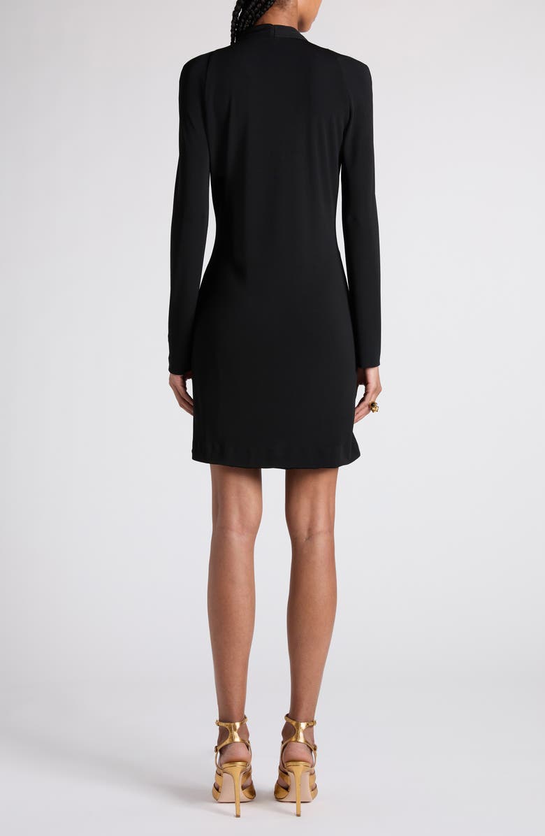TOM FORD Plunge Neck Long Sleeve Crepe Jersey Dress, Alternate, color, Lb999 Black