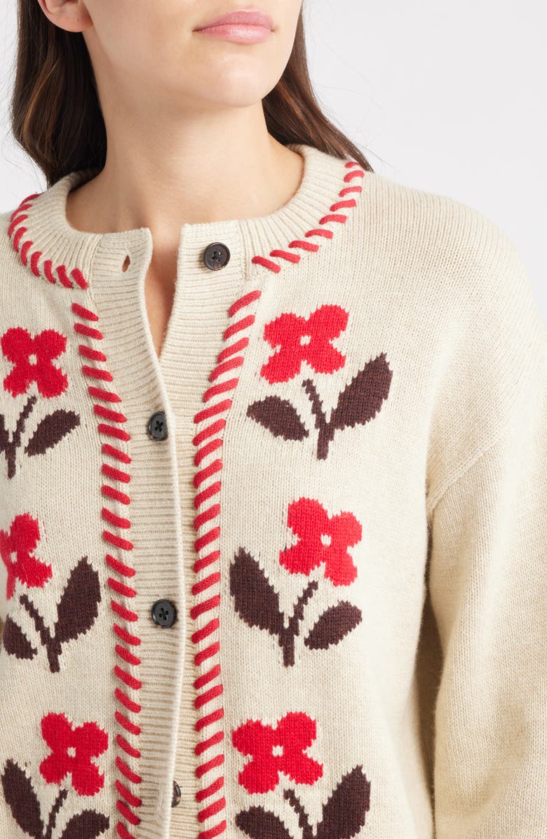 Rails Mavie Intarsia Floral Cardigan, Alternate, color, Carmine Floral