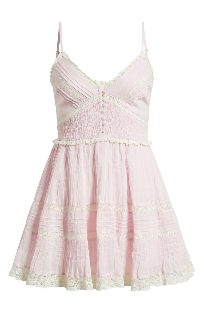 LoveShackFancy Krista Lace Sleeveless Fit & Flare Minidress, Alternate, color, Orchid Ice