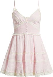 LoveShackFancy Krista Lace Sleeveless Fit & Flare Minidress