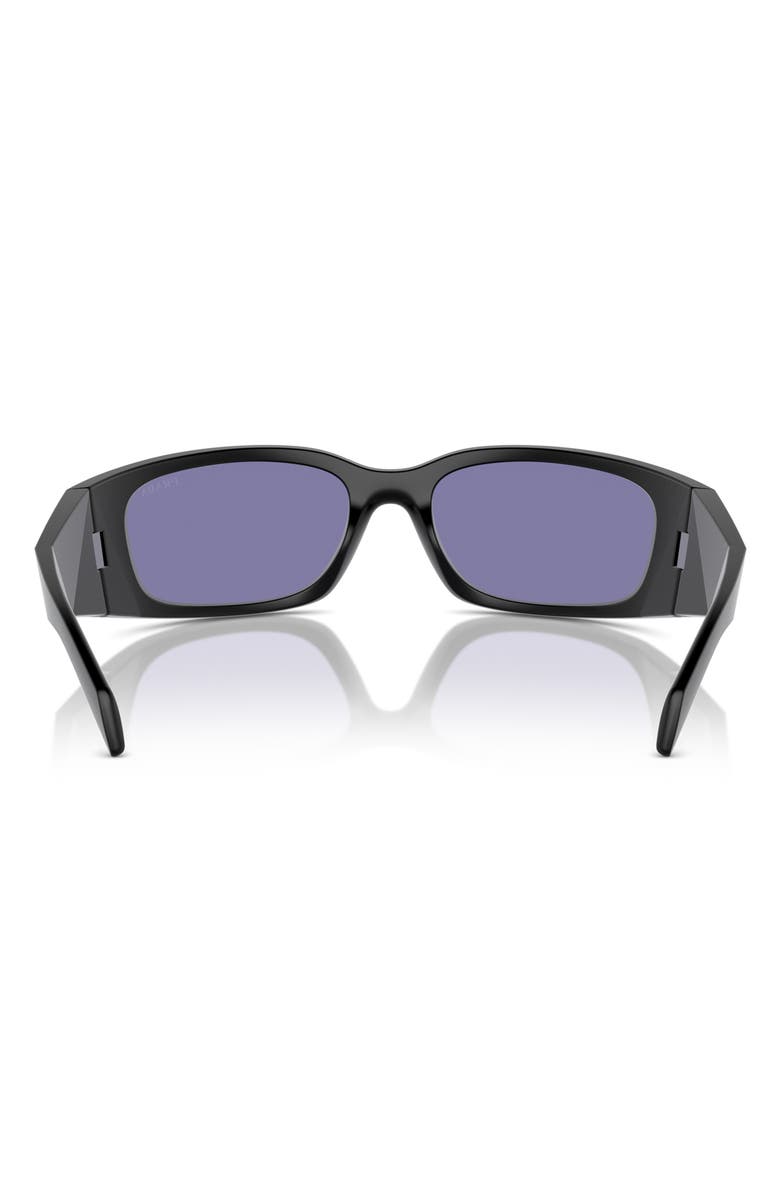 Prada 60mm Butterfly Polarized Sunglasses, Alternate, color, Matte Black