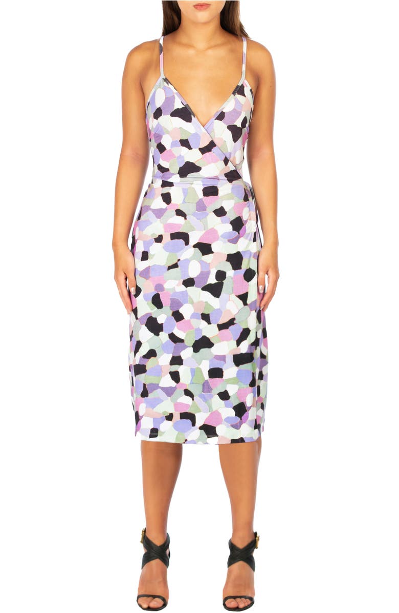 Dai Moda Abstract Print Wrap Dress, Main, color,