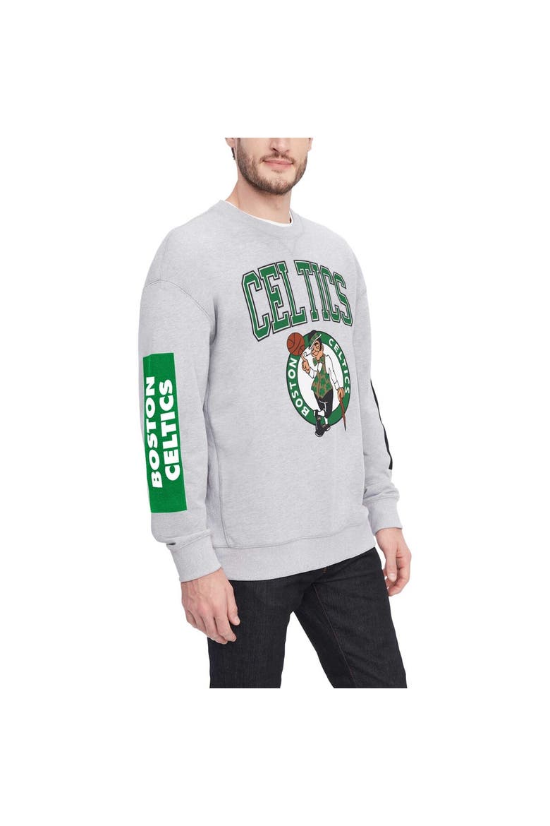 Men's Tommy Jeans Heather Gray Boston Celtics Hayes Crew Neck Pullover Sweatshirt, Alternate, color, Heather Gray
