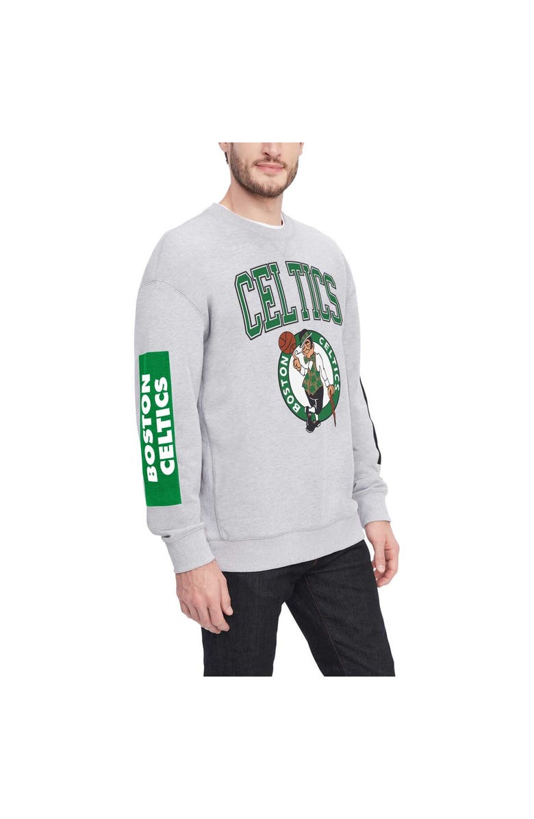 TOMMY JEANS Men's Tommy Jeans Heather Gray Boston Celtics Hayes Crew Neck Pullover Sweatshirt, Alternate, color, Heather Gray