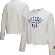 Mitchell & Ness Women's Mitchell & Ness Heather Gray Los Angeles Dodgers Cropped Toggle Pullover Sweatshirt