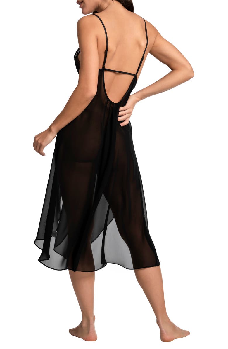 In Bloom by Jonquil Lace Chiffon Nightgown, Alternate, color, Black