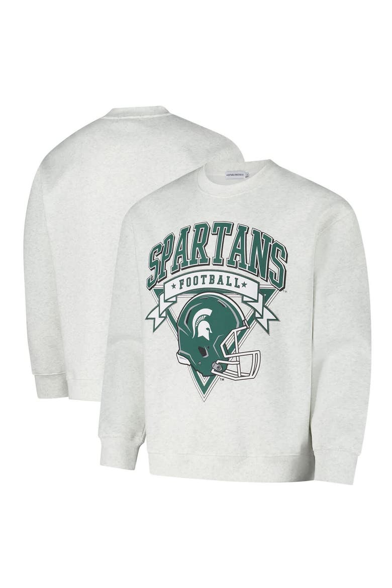 Unisex Established & Co.  Ash Michigan State Spartans Vintage Crest Pullover Sweatshirt, Main, color, Ash