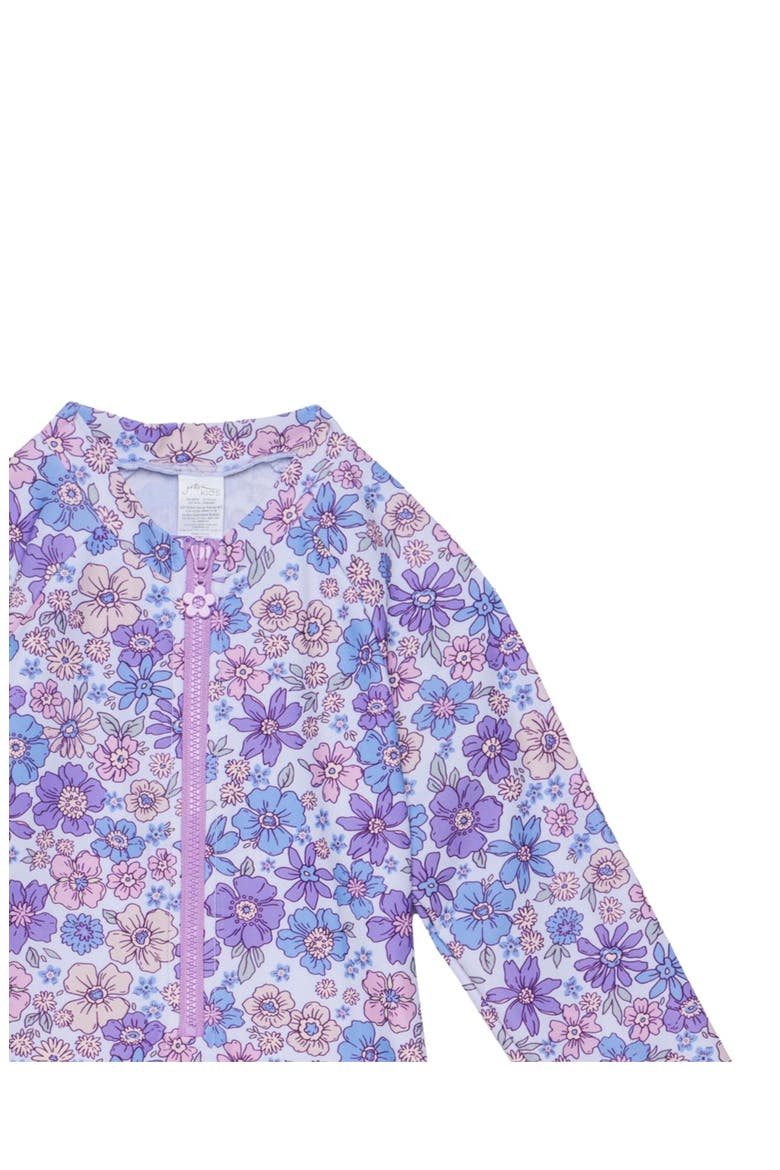 Vintage Flower Long Sleeve Zip Front One Piece, Alternate, color, Multi-Violet