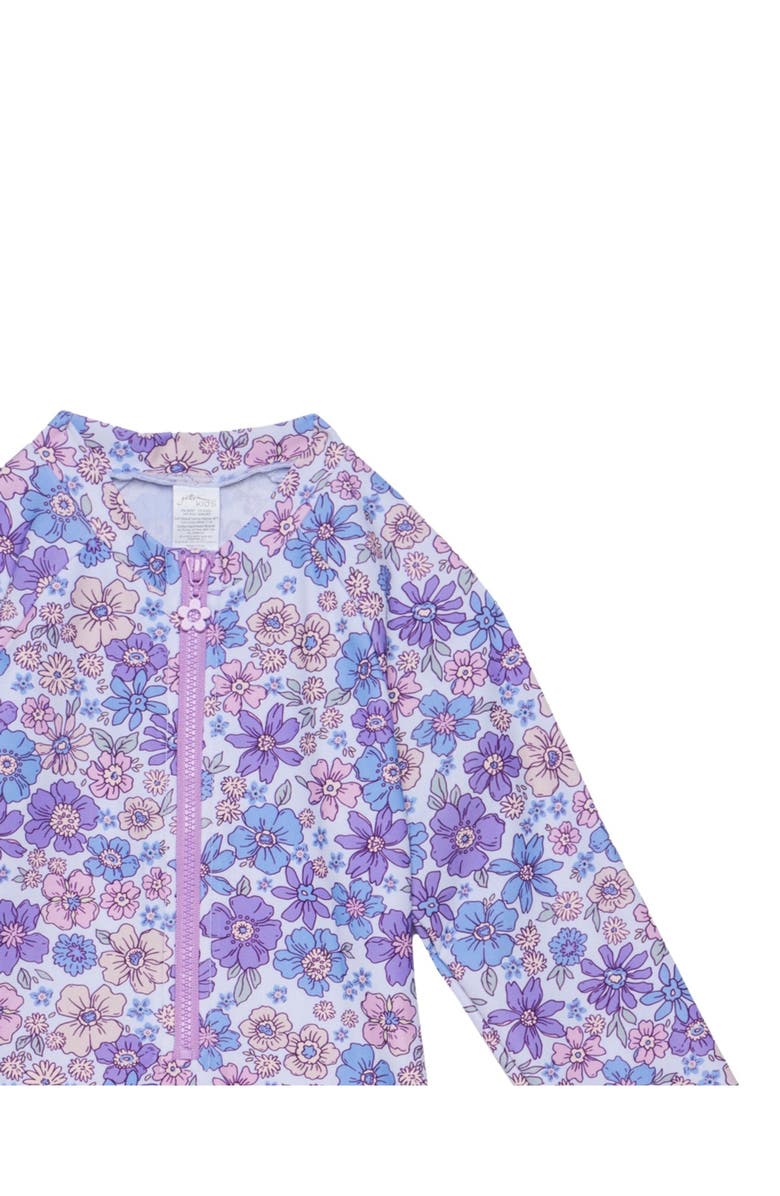Gottex Kids Vintage Flower Long Sleeve Zip Front One Piece, Alternate, color, Multi-Violet