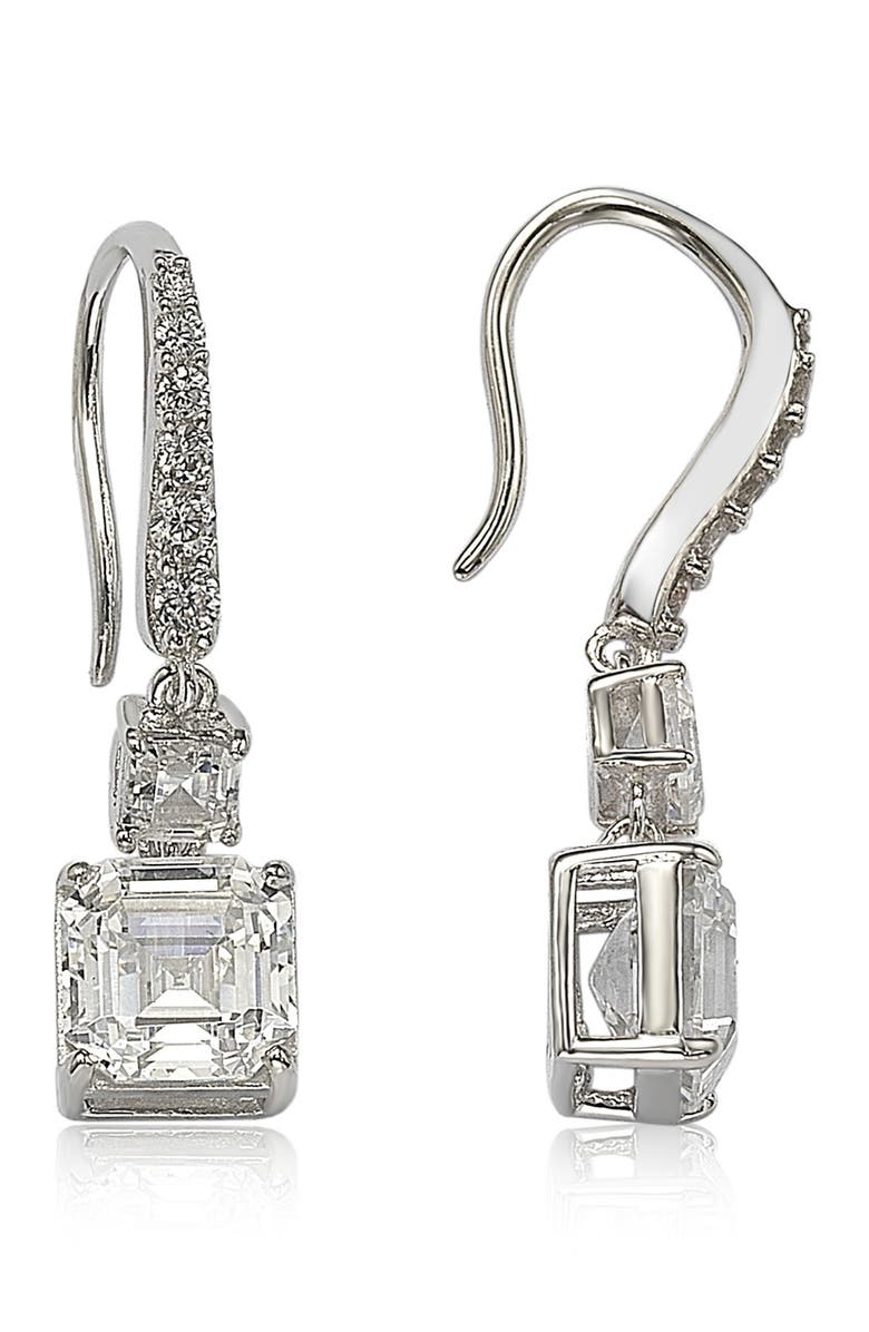 SUZY LEVIAN Sterling Silver White Cubic Zirconia Drop Earrings, Main, color, White