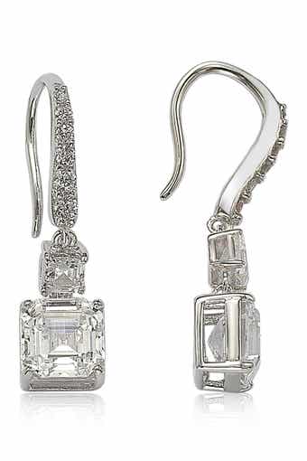 Sterling Silver White Cubic Zirconia Drop Earrings