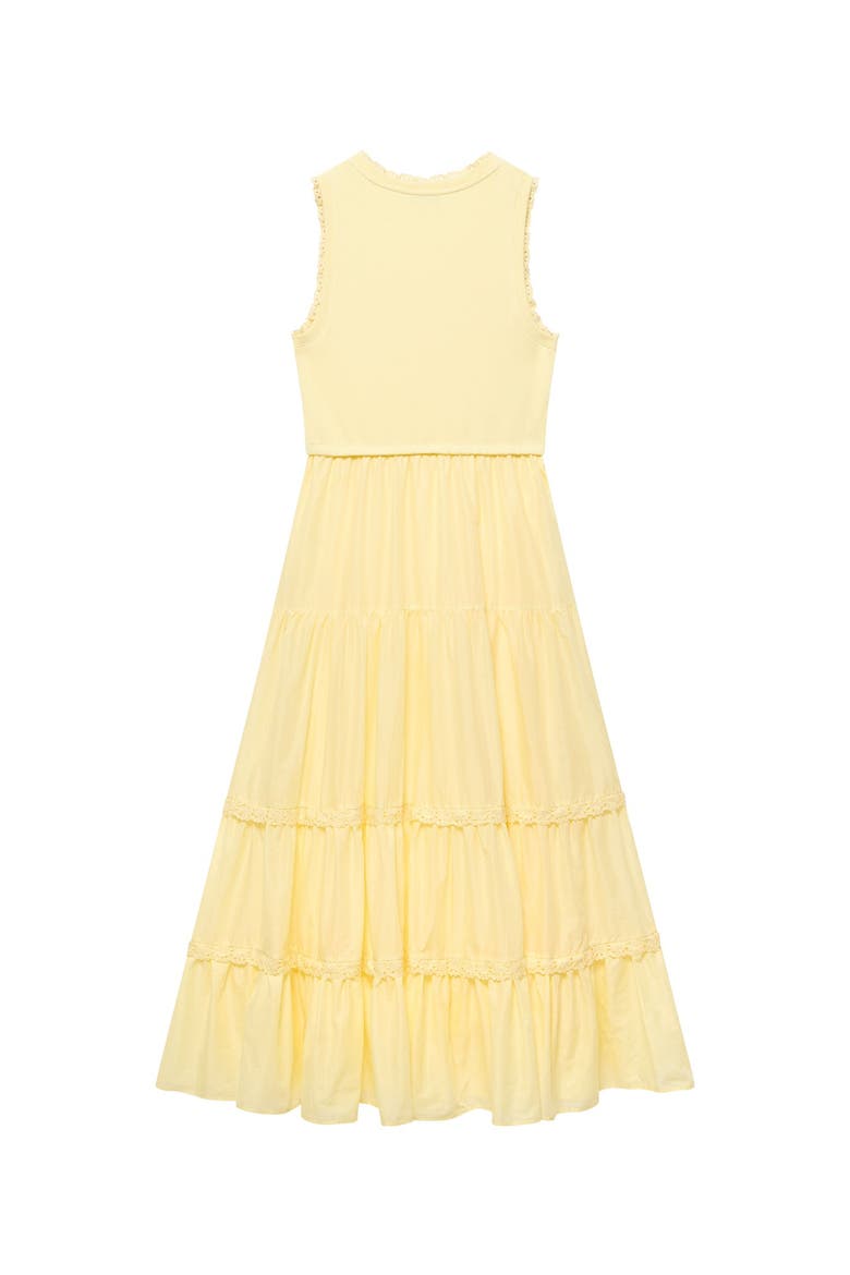 Crochet Trim Tiered Midi Dress, Alternate, color, Yellow