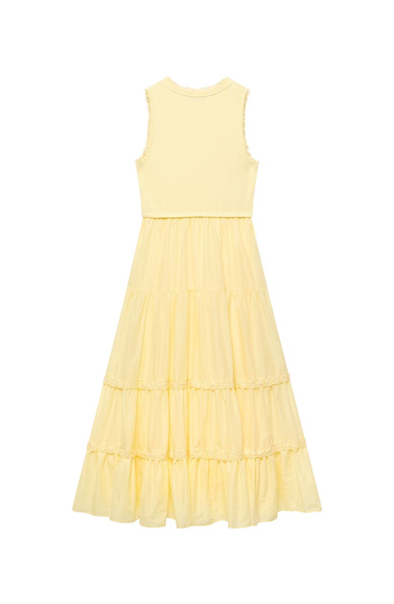MINT VELVET Crochet Trim Tiered Midi Dress, Alternate, color, Yellow