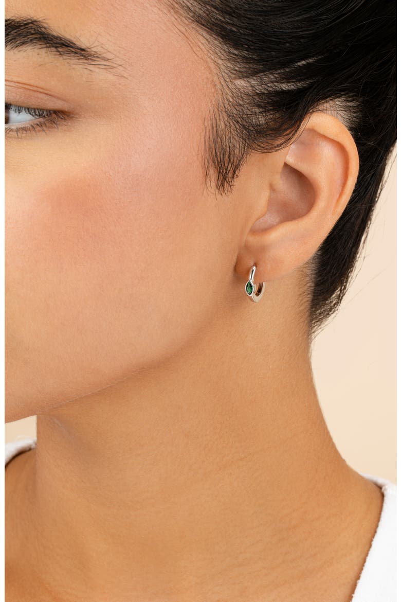 Robyn Cubic Zirconia Huggie Hoop Earrings, Alternate, color, SILVER