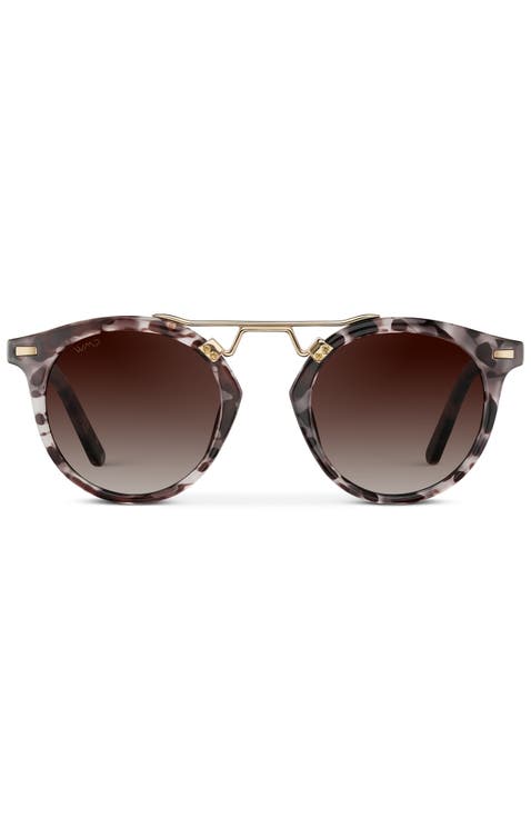 Skyler - 48mm Metal Bridge Round Polarized Sunglasses