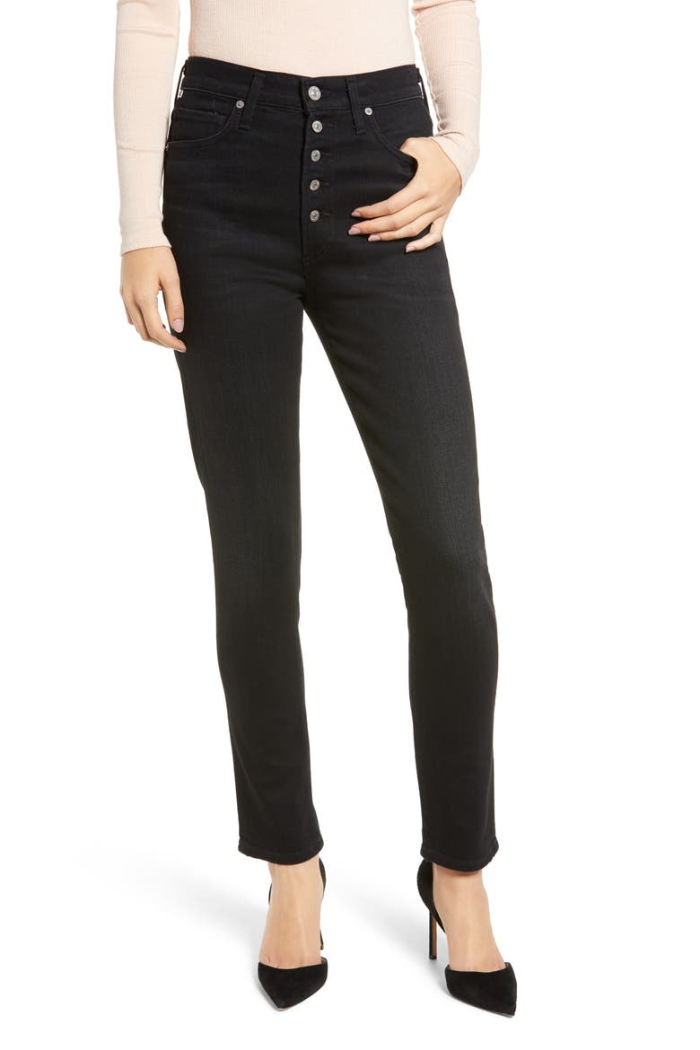Olivia High Waist Slim Jeans, Main, color, LICORICE