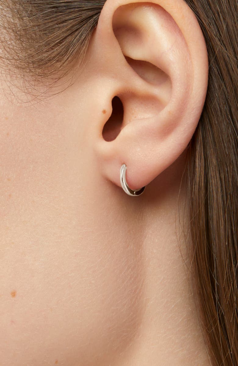 Ana Luisa Gold Huggie Hoop Earrings, Alternate, color, White Gold