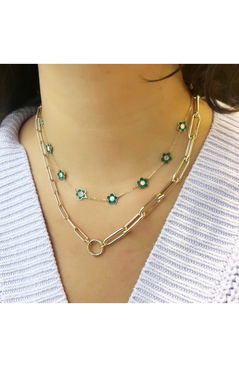 The Lovery Fine Jewelry Malachite Daisy Necklace, Alternate, color, Malachite