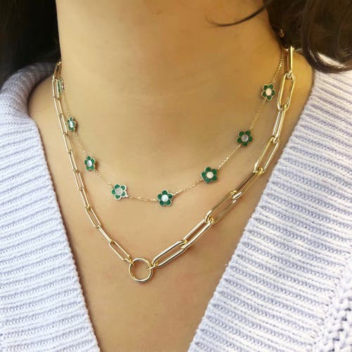 The Lovery Fine Jewelry Malachite Daisy Necklace In Green